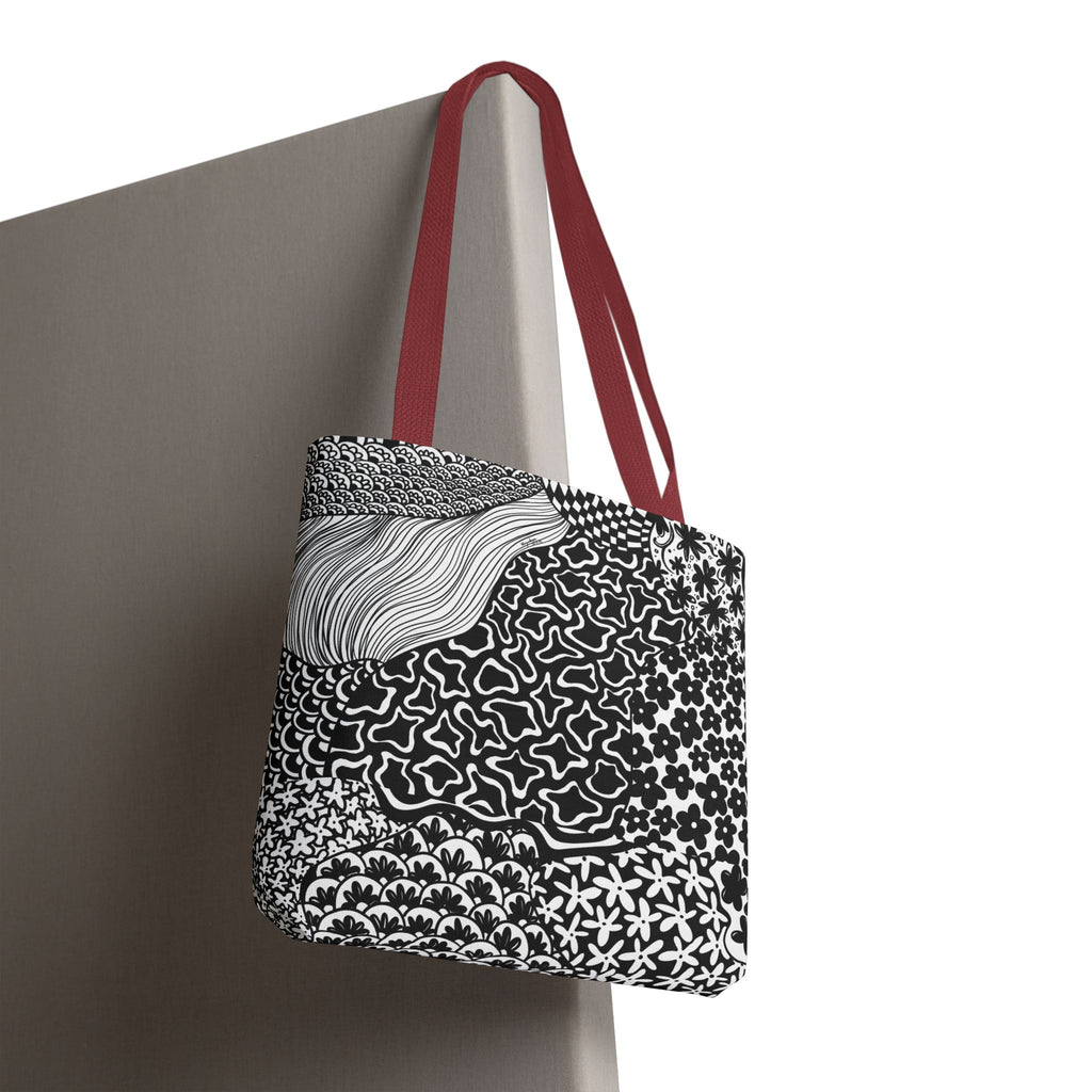 Floral Labyrinth Pattern Tote Bag — Zentangle Art All-Over Print