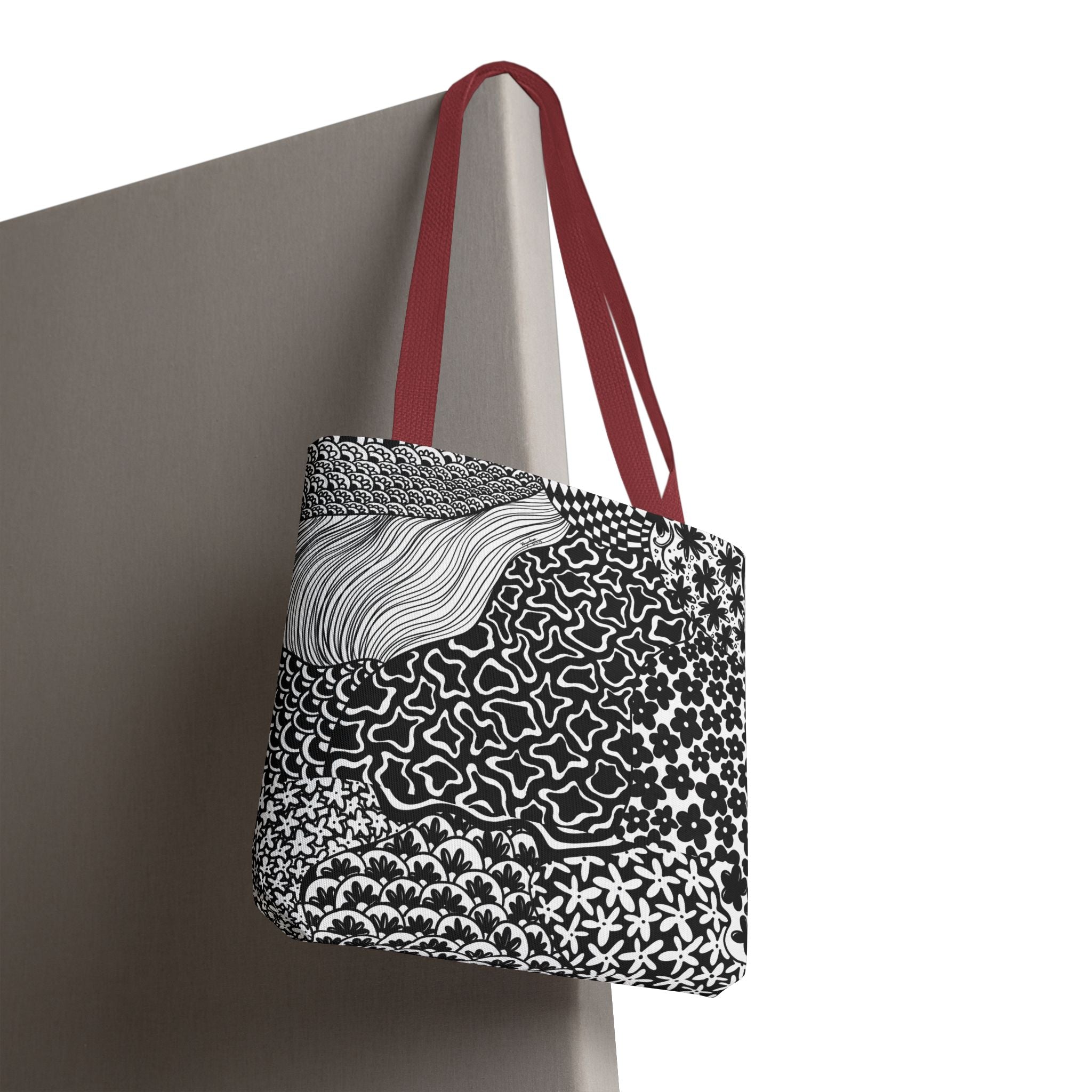 Floral Labyrinth Pattern Tote Bag — Zentangle Art All-Over Print