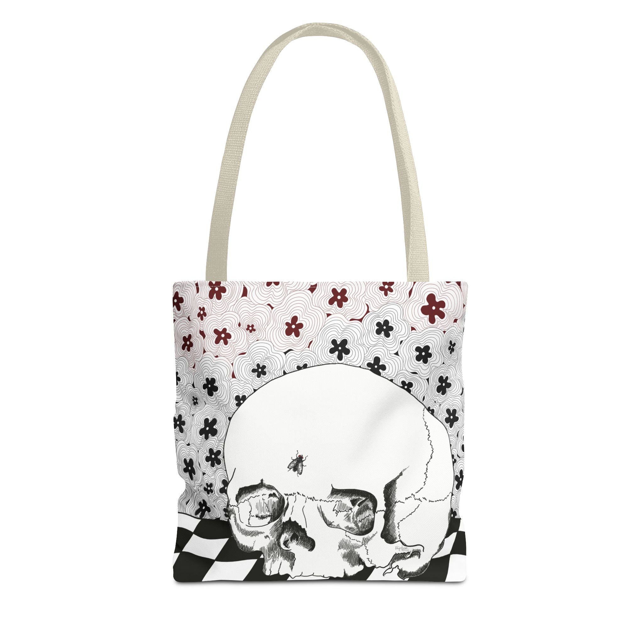 Skull & Floral Tote Bag — Gothic Floral Art All-Over Print