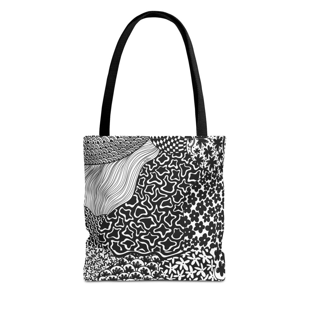 Floral Labyrinth Pattern Tote Bag — Zentangle Art All-Over Print