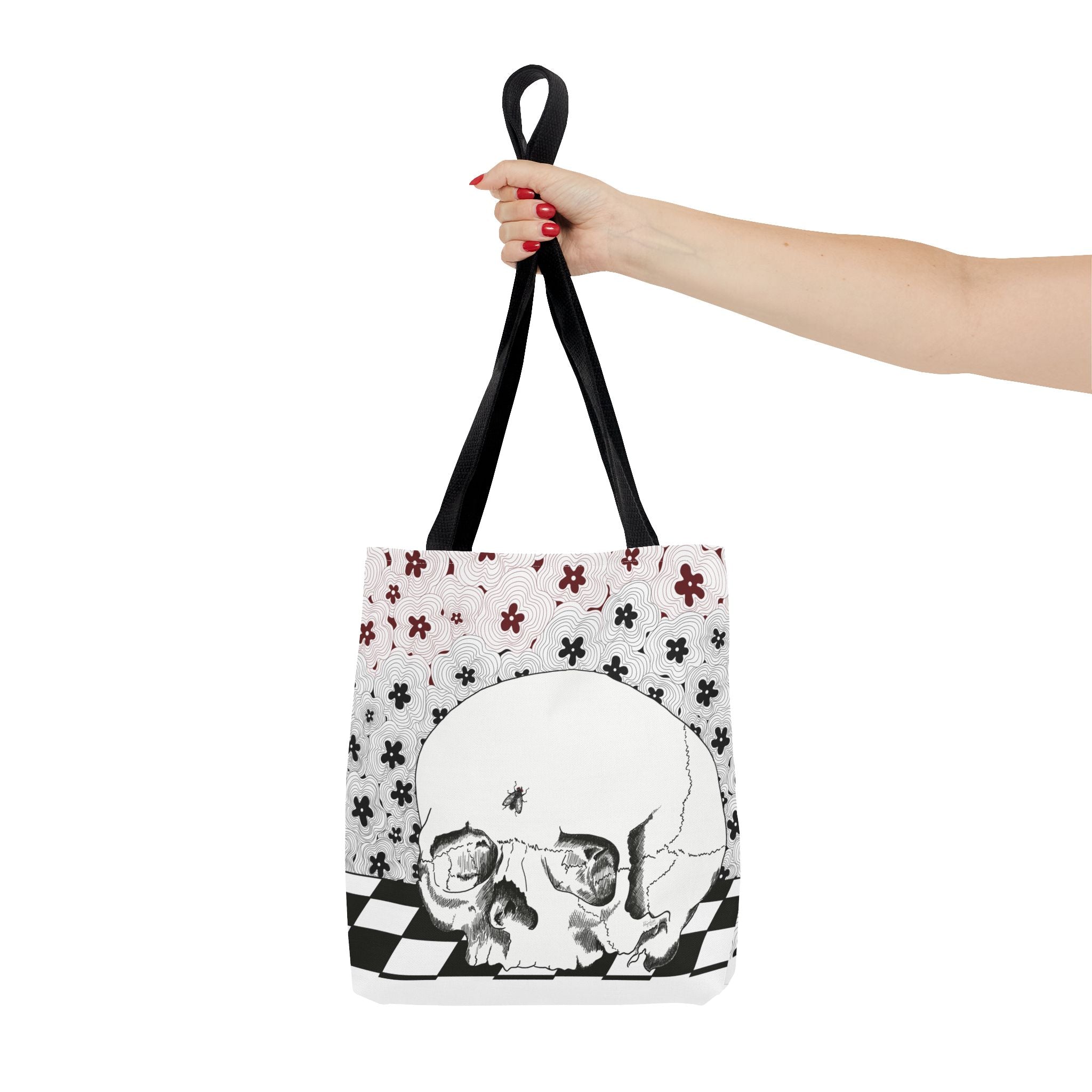 Skull & Floral Tote Bag — Gothic Floral Art All-Over Print