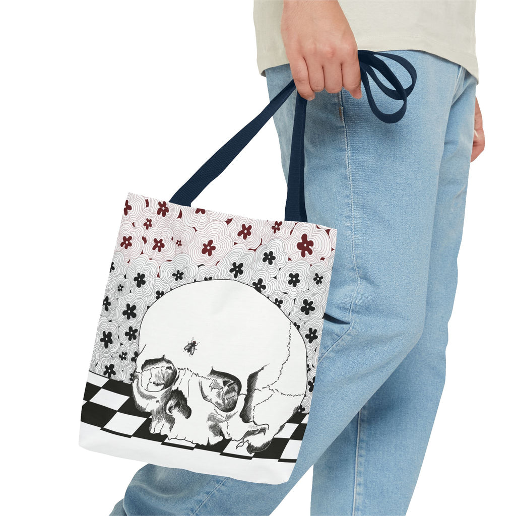 Skull & Floral Tote Bag — Gothic Floral Art All-Over Print
