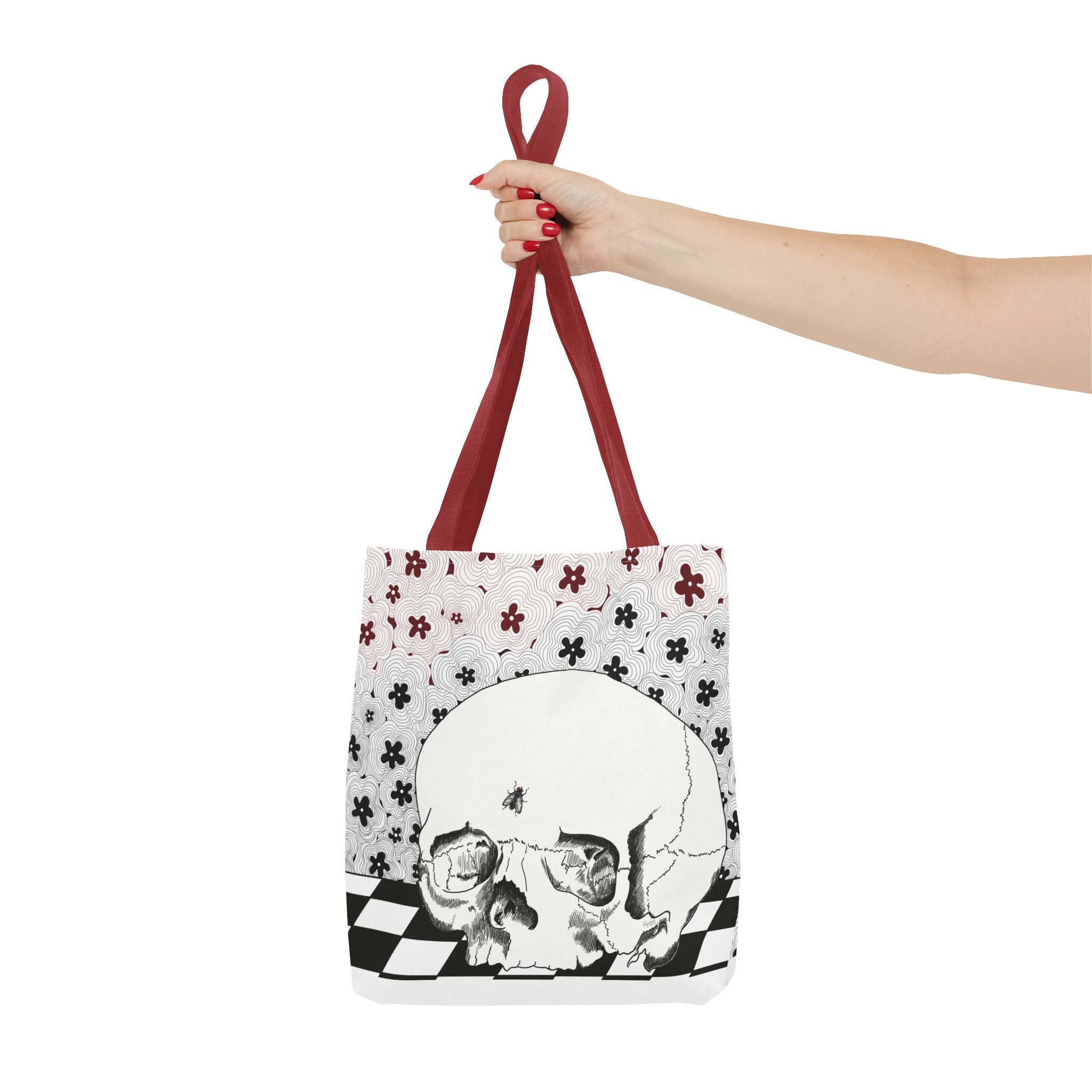 Skull & Floral Tote Bag — Gothic Floral Art All-Over Print