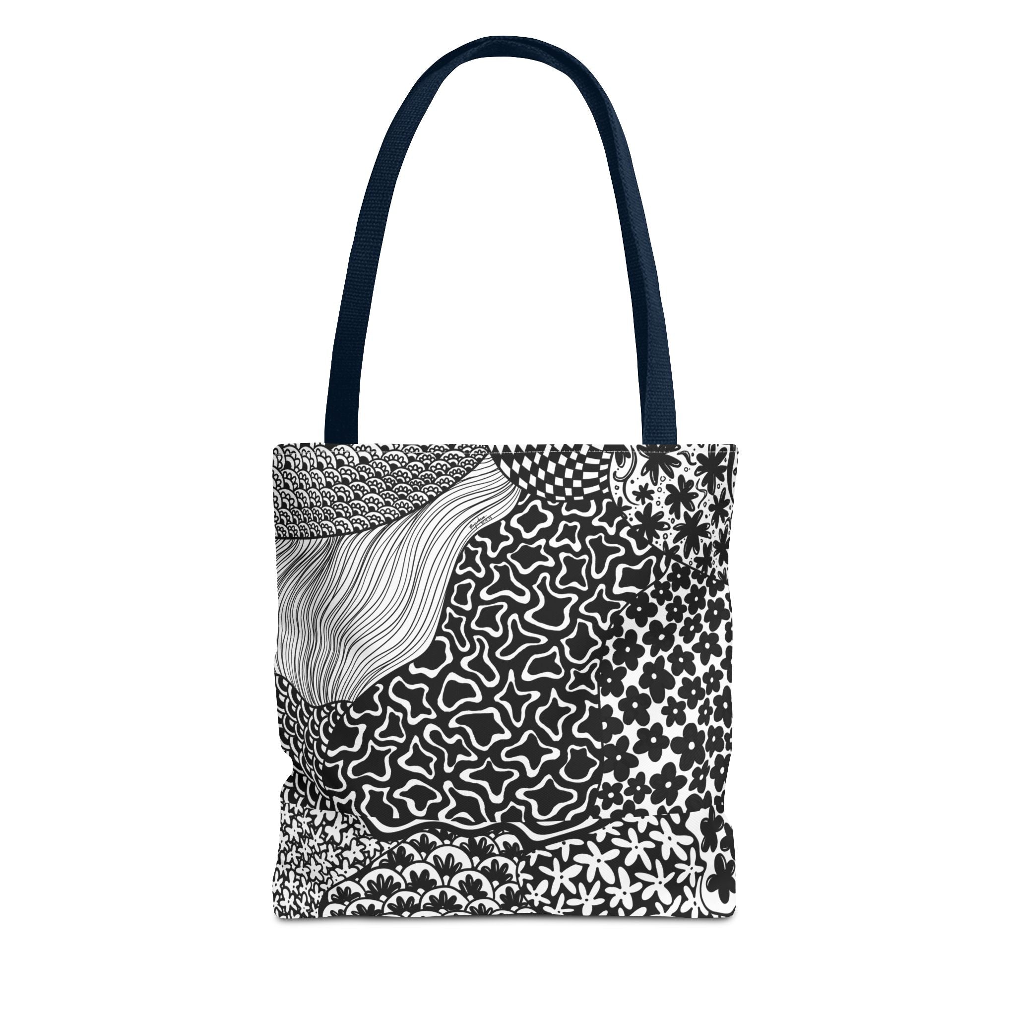 Floral Labyrinth Pattern Tote Bag — Zentangle Art All-Over Print