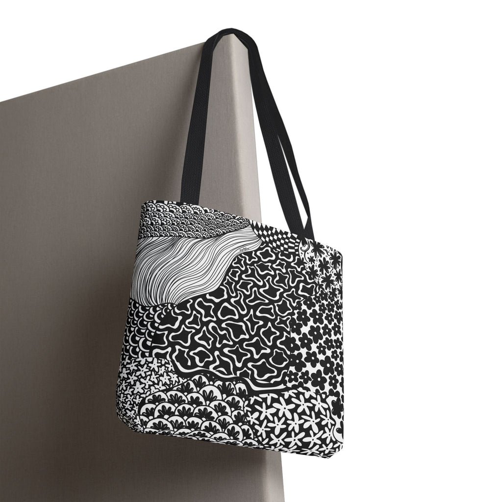 Floral Labyrinth Pattern Tote Bag — Zentangle Art All-Over Print