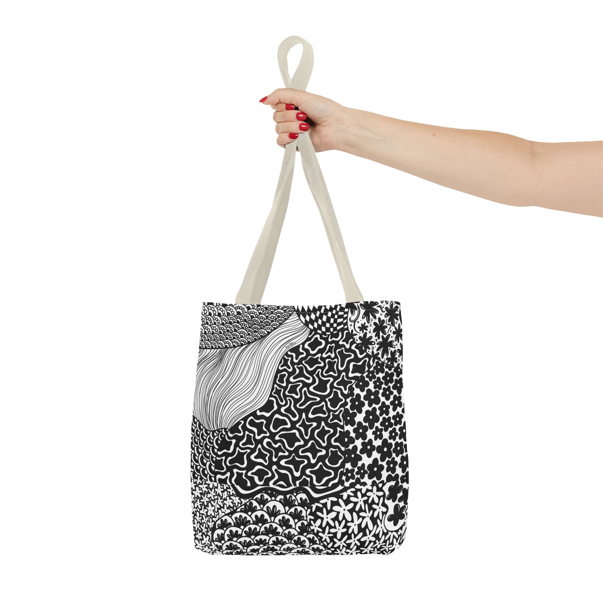 Floral Labyrinth Pattern Tote Bag — Zentangle Art All-Over Print