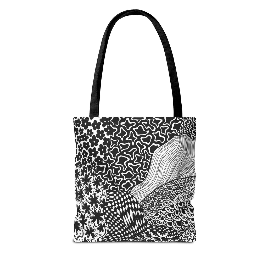 Floral Labyrinth Pattern Tote Bag — Zentangle Art All-Over Print