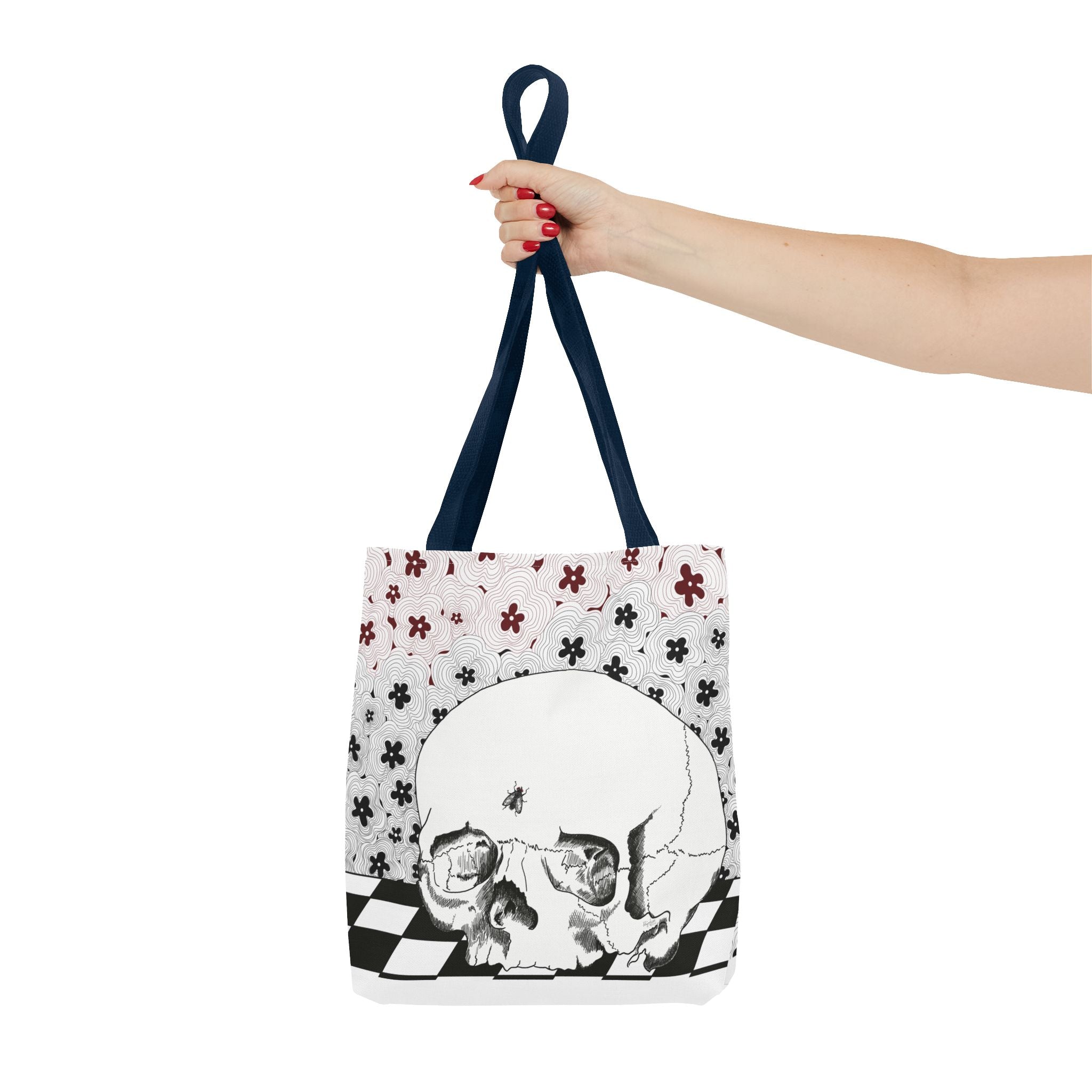 Skull & Floral Tote Bag — Gothic Floral Art All-Over Print