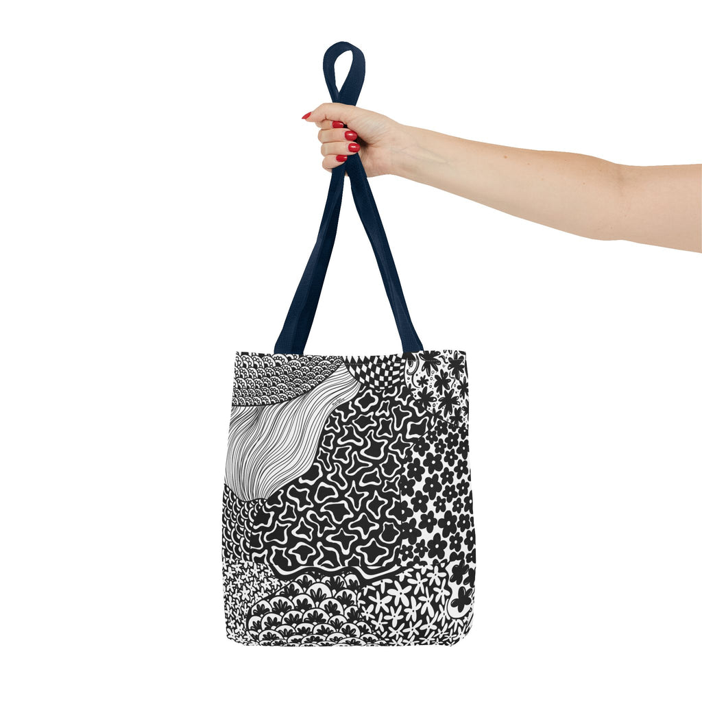 Floral Labyrinth Pattern Tote Bag — Zentangle Art All-Over Print