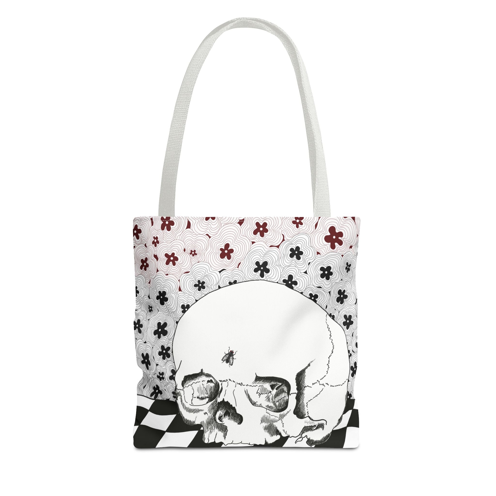 Skull & Floral Tote Bag — Gothic Floral Art All-Over Print