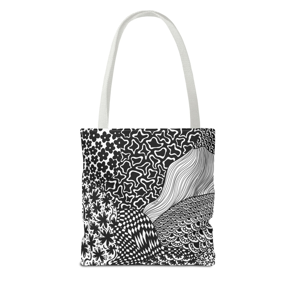 Floral Labyrinth Pattern Tote Bag — Zentangle Art All-Over Print
