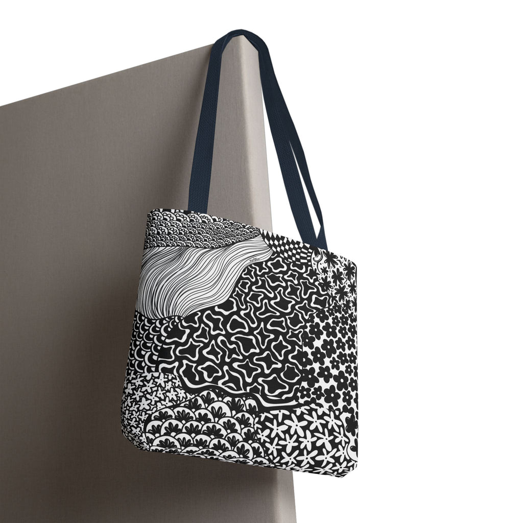Floral Labyrinth Pattern Tote Bag — Zentangle Art All-Over Print