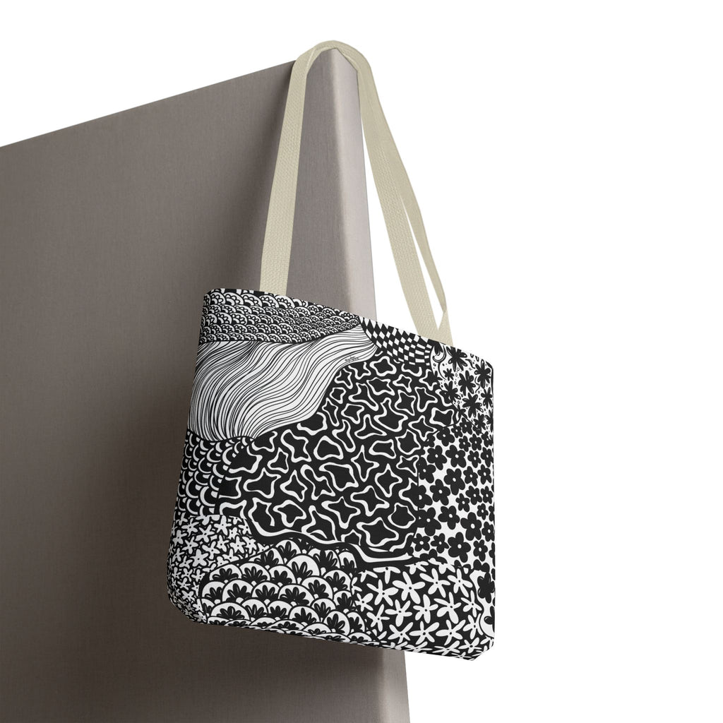 Floral Labyrinth Pattern Tote Bag — Zentangle Art All-Over Print