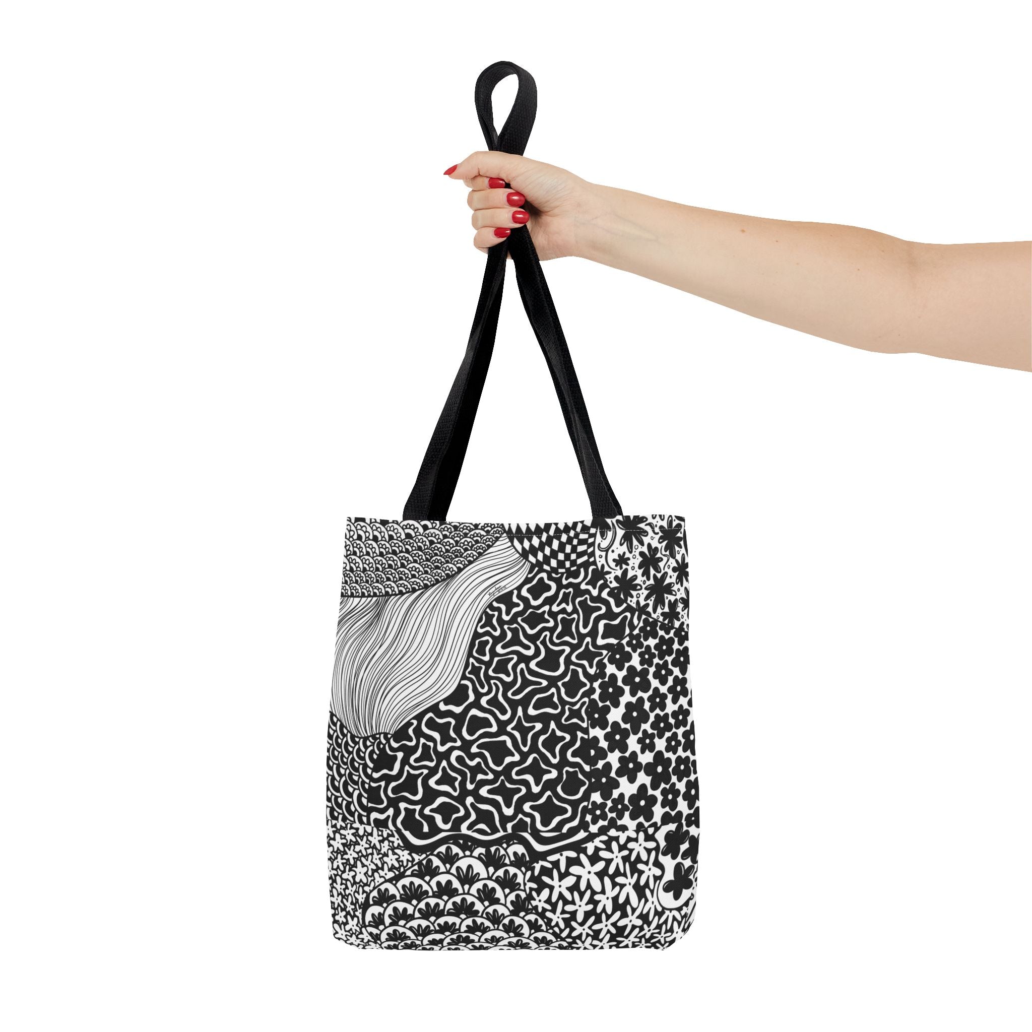 Floral Labyrinth Pattern Tote Bag — Zentangle Art All-Over Print
