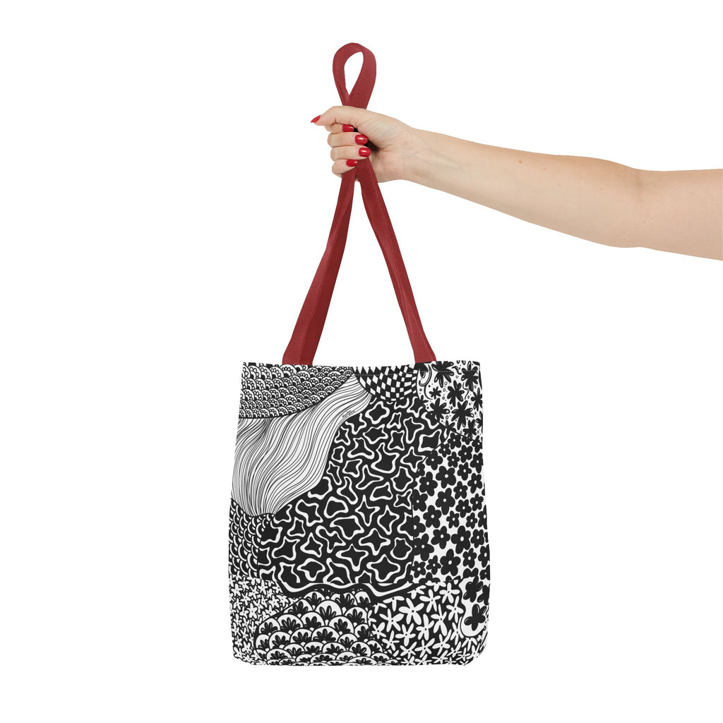 Floral Labyrinth Pattern Tote Bag — Zentangle Art All-Over Print