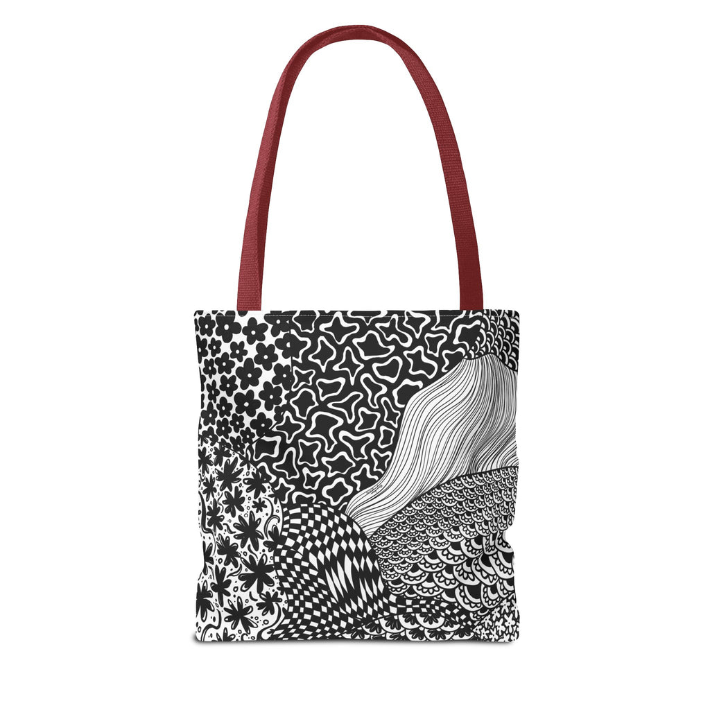 Floral Labyrinth Pattern Tote Bag — Zentangle Art All-Over Print