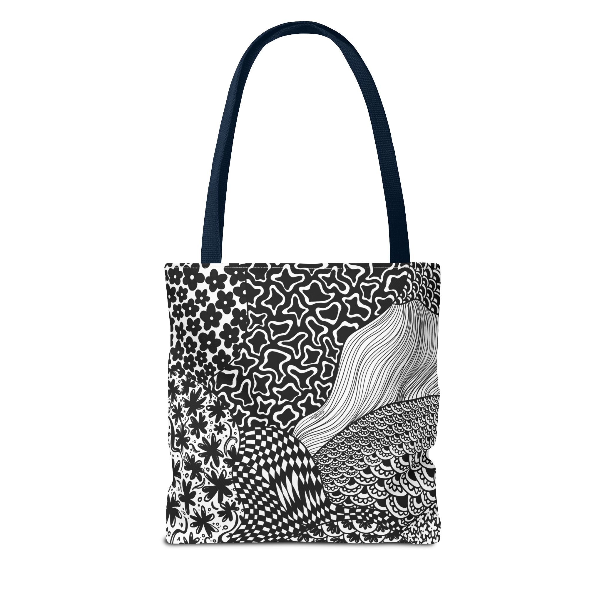 Floral Labyrinth Pattern Tote Bag — Zentangle Art All-Over Print
