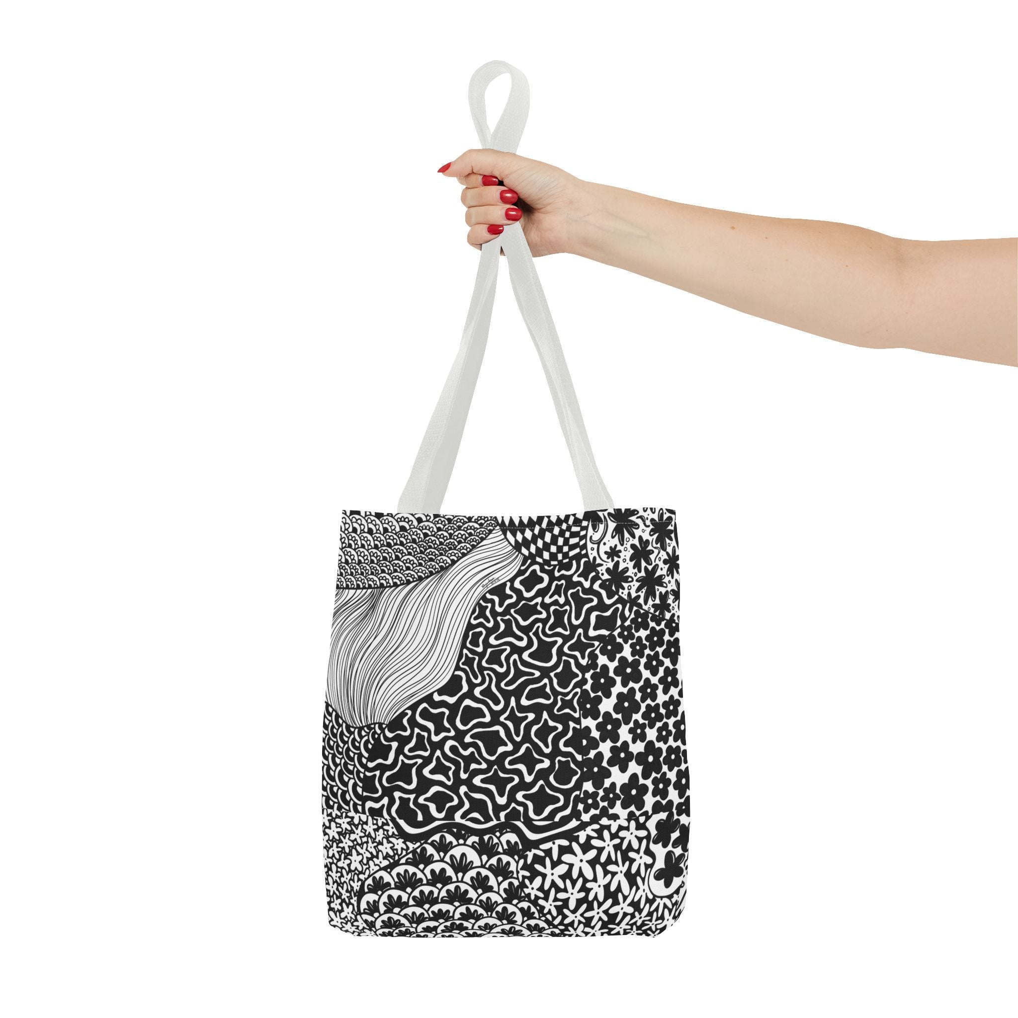 Floral Labyrinth Pattern Tote Bag — Zentangle Art All-Over Print